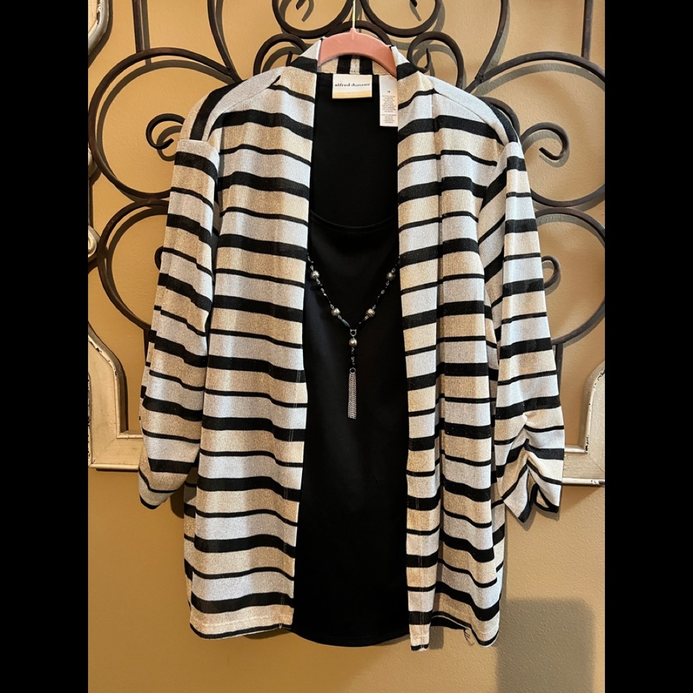 PRETTY ALRRED DUNNER 1X BLACK TANK WITH BLACK, GOLD, WHITE SPARKLY CARDIGAN